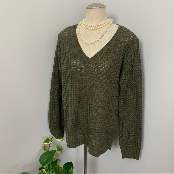Moss Green Loose Knit Sweater (M/L) - Picture 6 of 7